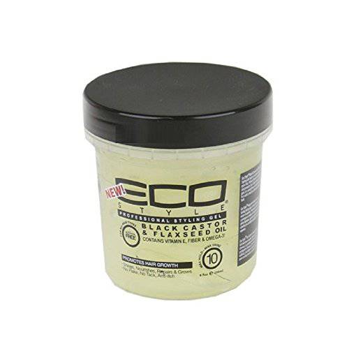 Eco Style Black Castor and Flaxseed Oil Styling Gel - Helps Nourish and Repair Damaged Hair - Promotes Healthy Scalp - Provides Superior and Weightless Hold - Delivers Long Lasting Shine - 8 oz