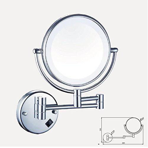 TheCoolCube Wall Mounted Makeup Mirror, 8-Inch Two-Sided Swivel Cosmetic Mirror with Magnification,Chrome Finish 5X Bronze