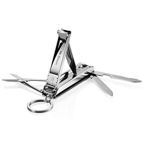 Portable Nail Clippers,Medical Grade Stainless Steel Foldable Nail Cutter with Leather Case, Ultra Slim Travel Design