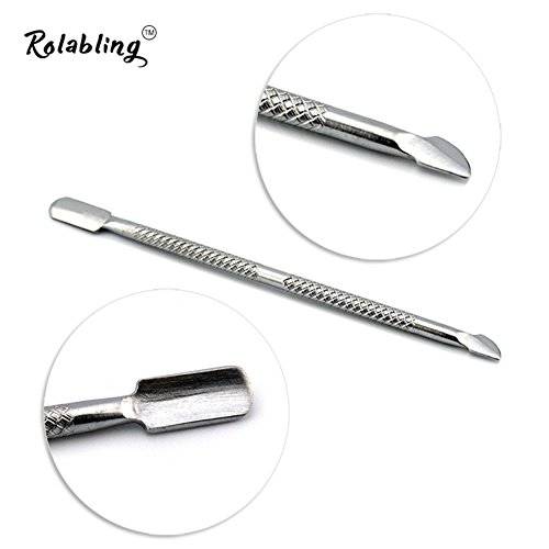 Rolabling Nail Cuticle Pusher and Spoon Cleaner Professional Stainless Steel Double Ended Cuticle Remover Nail Cutter Manicure Pedicure Nail Care Tool (size-1)
