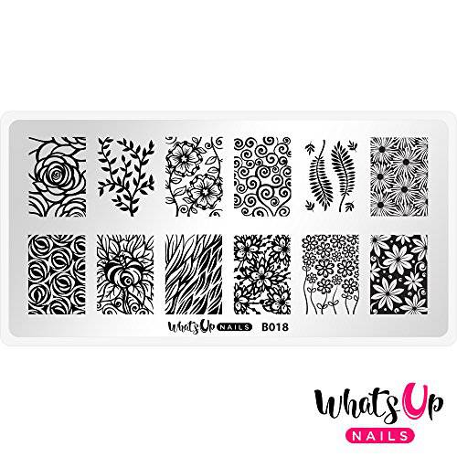 Whats Up Nails - B018 Fields of Flowers Stamping Plate for Nail Art Design
