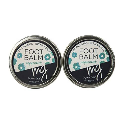 MG Signature by Mad Gab’s 2 pack Natural & Organic, Hydrating, Shea Butter Foot Balm Peppermint Essential Oil, 1.5 oz