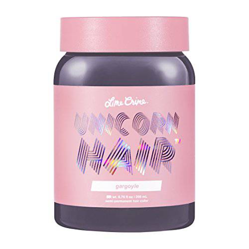 Lime Crime Unicorn Hair Tint, Gargoyle (Stone Grey) - Vegan and Cruelty Free Semi-Permanent Hair Color Conditions & Moisturizes - Temporary Grey Hair Tint With Sugary Citrus Vanilla Scent