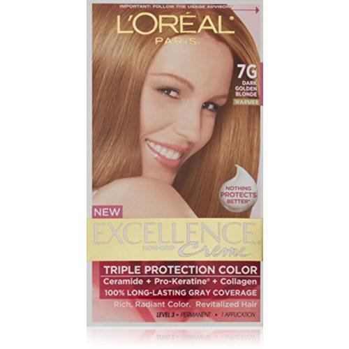 L’Oreal Paris Excellence Creme Haircolor, Dark Golden Blonde [7G] (Warmer) 1 ea (Pack of 2)