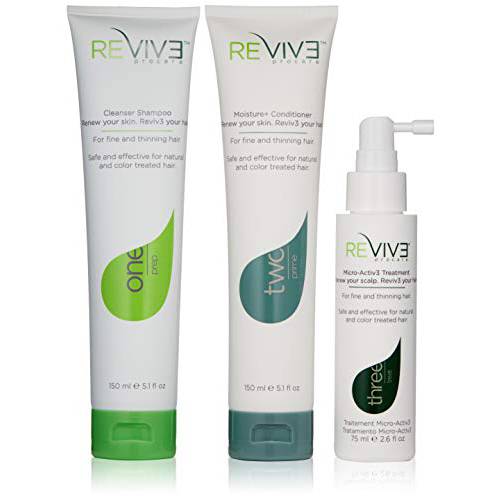 REVIV3 Procare 30 Day Trial Kit - 3-Part System for Fine and Thinning Hair - Sulfate and Paraben Free - Leave-In Hair Treatment Shampoo and Conditioner - Thinning Hair Treatment for Men and Women