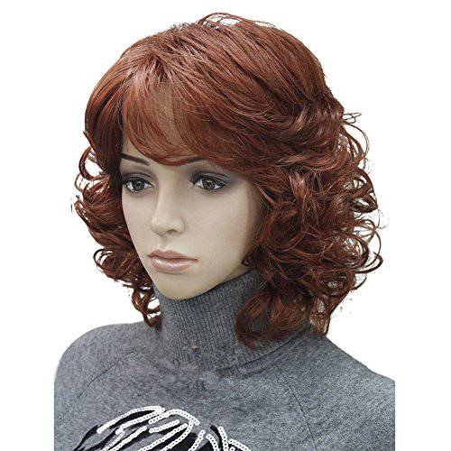 Aimole Short Curly Wig Synthetic Hair Women Natural Wigs (130 Fox Red)