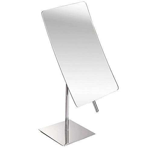 GURUN Rectangle Tabletop Vanity Makeup Mirror Adjustable Easy Positioning ,3X Magnification, 304 Stainless Steel,Chrome Finish 2234 (Chrome,3X)