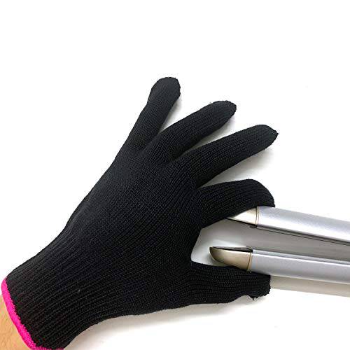 Lessmon Professional Heat Resistant Glove for Hair Styling Heat Blocking for Curling, Flat Iron and Curling Wand Suitable for Left and Right Hands, 1 Piece, Pink Edge