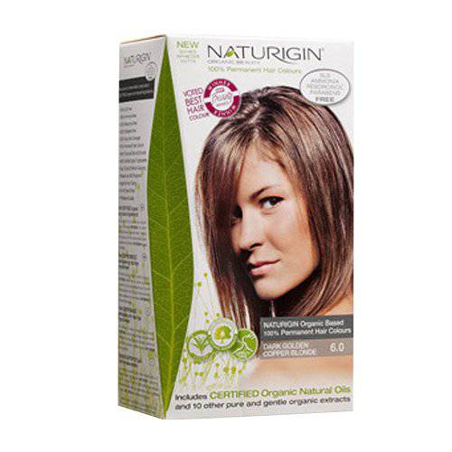 Naturigin Dark Golden Copper Blonde Hair Dye 6.0 - Permanent Hair Color 100% Grey Coverage - Certified Organic Natural Ingredients Deeply Nourishes the Hair - Ammonia Free, Vegan, Long Lasting Results