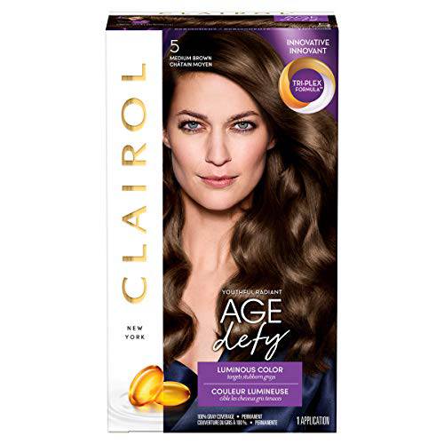 Clairol Age Defy Permanent Hair Dye, 5 Medium Brown Hair Color, Pack of 1