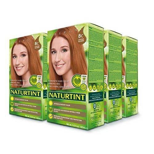 Naturtint Permanent Hair Color 8C Copper Blonde (Pack of 6), Ammonia Free, Vegan, Cruelty Free, up to 100% Gray Coverage, Long Lasting Results