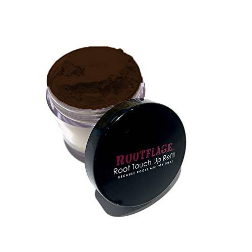 Root Touch Up Hair Powder - Temporary Hair Color, Root Concealer, Thinning Hair Powder and Concealer Refill Jar with Detail Brush Included, .31 oz (Dark Brown) .31 oz