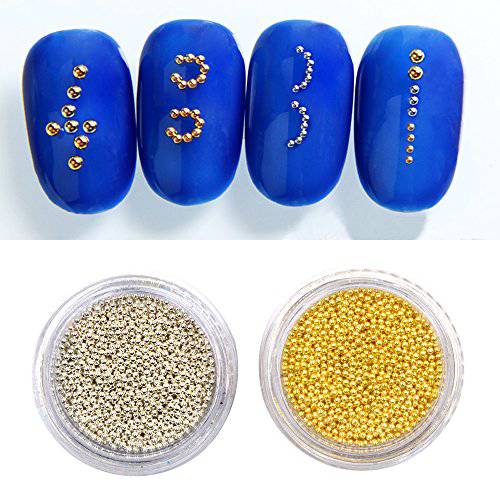 2Pcs Gold Silver Mini Metallic Caviar Nail Beads for 3D Metal Nail Ball Decoration Manicure Tools