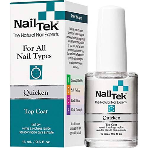 Nail Tek Quicken, Fast Drying Top Coat for All Nail Types, 0.5 oz, 1-Pack