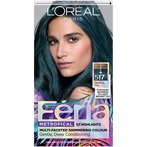 L’Oreal Paris Feria Multi-Faceted Shimmering Permanent Hair Color, 517 Tropical Teal