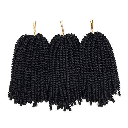 3 Pack Spring Twist Braiding Hair Fluffy Spring Twists Crochet Hair for Black Women 8 Inch Spring Twist Braiding Ombre Color Synthetic Low Temperature Hair Extension 90 Strands T1B 30