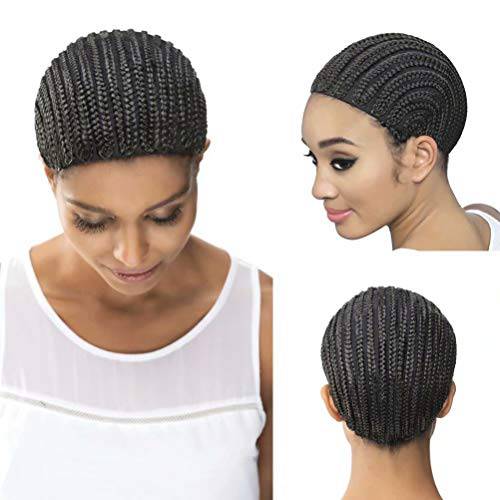 WOME Braid Wig Caps Black Crotchet Cornrows Cap for Easier Sew In Caps for Making Wig 3pcs/Lot Braids Wig Caps S-Size