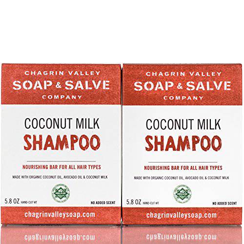 Organic Natural Shampoo Bar, Coconut Milk 2X Pack, Chagrin Valley Soap & Salve