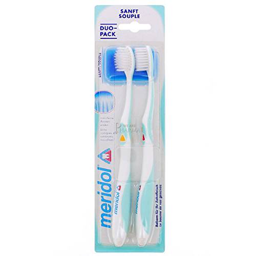 meridol Toothbrush Gum Protection Gentle Double Pack, Gentle Cleaning of Teeth on The Gum Seam
