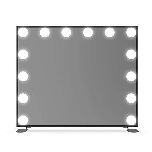 BEAUTME Vanity Mirror with Lights,Black Mirror Lighted Makeup Mirror with 14 Dimmer Bulbs,Large Tabletop or Wall Mounted Mirror with Lights Big Mirror (Black,60x53cm)