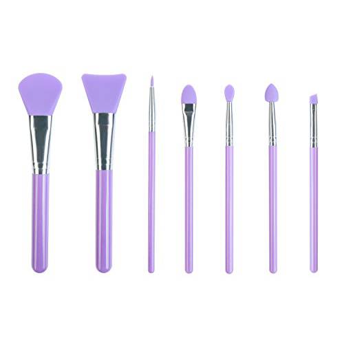 LORMAY 7 Pcs Silicone Brush applicator kit for UV Resin Epoxy Art Crafting and Cream Makeup Products (Purple)