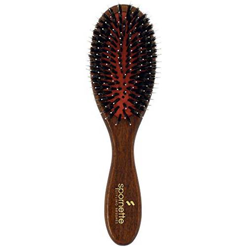 Spornette Classic German Porcupine Hair Brush - (25) - Dual Bristle Oval Wooden Paddle Brush With Boar Hair And Nylon Bristles For Detangling, Straightening And Brushing Hair - For Men And Women