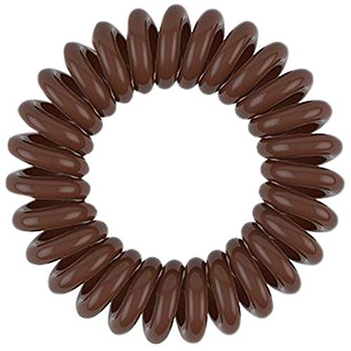 invisibobble Power Traceless Spiral Hair Ties - 3 Pack - Pretzel Brown - Strong Elastic Grip Coil Hair Accessories for Active Women - No Kink, Non Soaking - Gentle for Girls Teens and Thick Hair