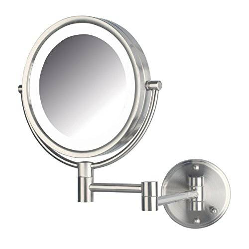 Jerdon HL88NLD 8.5 Led Lighted Direct Wire Makeup Mirror with 8X Magnification, Nickel Finish