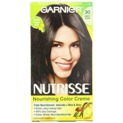 Garnier Nutrisse Permanent Haircolor, 30 Darkest Brown Sweet Cola