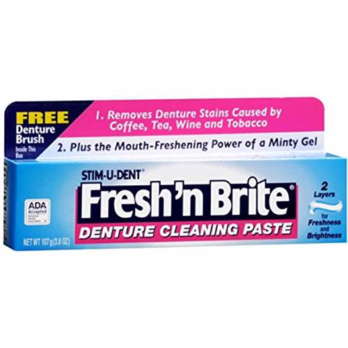 Fresh ’n Brite Denture Cleaning Paste Denture Brush 3.8oz