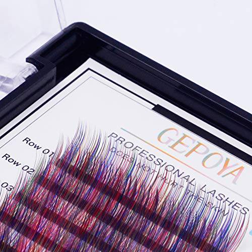Color Eyelash Extension 0.07mm Thickness B Curl Easy Fan 3D Layer Volume Eyelashes Mixed 3 Lengthes Rainbow Eyelashes in 1 Root - Professional Salon Use