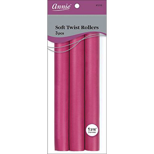 Annie Salon Style Soft Flexible Twist Hair Rollers Pack of 3 - 10 Long and 1 3/16 in Diameter Plum - Hair Curling and Styling Tools