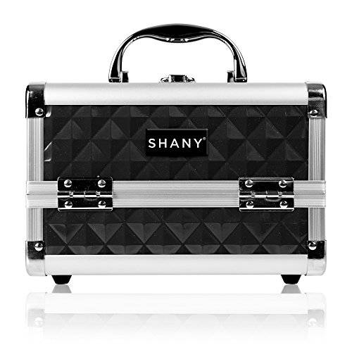 SHANY Mini Makeup Train Case with Mirror in Black and Silver Frame