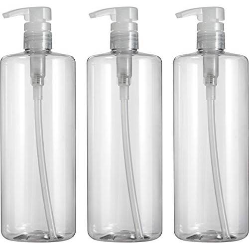 Empty Shampoo Pump Bottles, 32oz(1Liter), BPA-FREE, Plastic (PETE1) Cylinder, Pack of 3