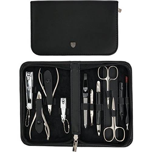 3 Swords Germany – manicure pedicure kit set with genuine leather case - Made in Solingen/Germany
