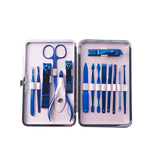 Orityle Professonal 15 In 1 Stainless Steel Manicure and Pedicure Kit Nail Clippers Set with Travel Leather Case for Women Men