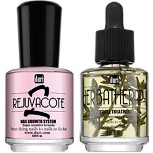 duri Rejuvacote 2 Nail Growth System Base and Top Coat, Herbatherapy Cuticle Treatment Drops - Damaged Cuticles Repair, Growth, Healthier, Stronger Nails, Strengthener (Combo Pack)
