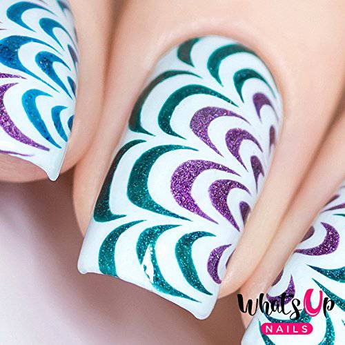 Whats Up Nails - Water Marble Vinyl Stencils for Nail Art Design (1 Sheet, 15 Stencils)