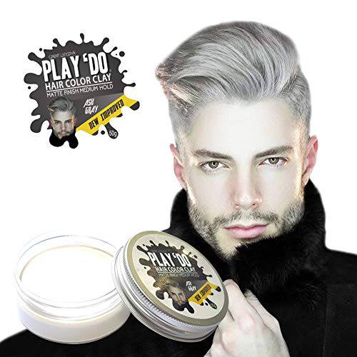Play ’Do Temporary Hair Color, Hair Wax, Hair Clay, Mens Grooming, Gray hair, Pomade,White hair dye(1.8 ounces) …