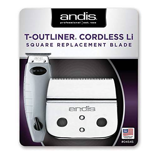 Andis 04545 Cordless T-Outliner Lithium Ion Replacement Square Blade - Carbon Steel