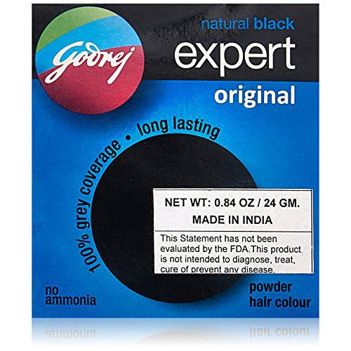 Godrej Natural Black Expert Powder Hair Color, 24 Gram