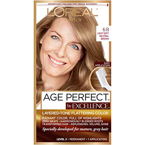 L’Oreal Paris Excellence Age Perfect Layered Tone Flattering Color, 6B Light Soft Neutral Brown (Packaging May Vary)