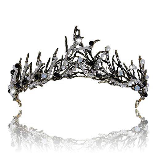 WJ Wedding Bride Tiaras Crown Flower Pearl Handmade Crystal Crowns Princess Tiara for Women Girls