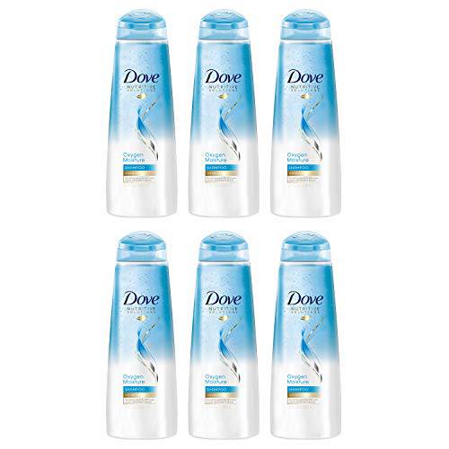 Dove Shampoo for Fine Hair Oxygen Moisture weightless hair care system for 95% more volume in flat hair 12 oz, Pack of 6