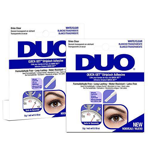 DUO Quick-Set Clear False Strip Lash Adhesive, Dries Invisible 0.18 oz x 2 Packs