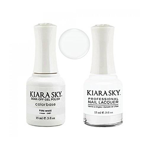 Kiara Sky Gel Polish + Nail Lacquer, Pure White.5 fl. oz.