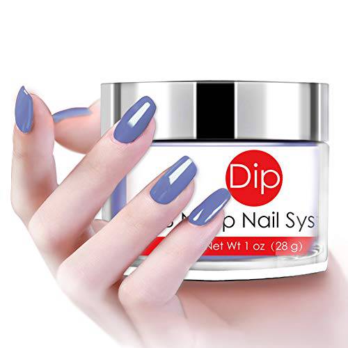 Blue Nail Dip Powder 1 oz/28g (Added Vitamin) I.B.N Dipping Powder Color, Light Weight and Firm, No Need UV LED Lamp Cured (DIP 010)
