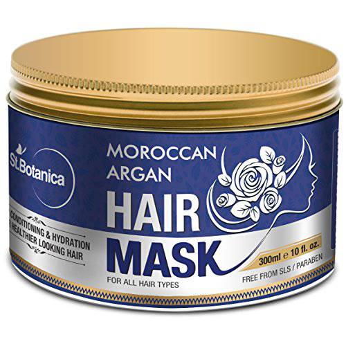 StBotanica Moroccan Argan Hair Mask - Deep Conditioning & Hydration for Healthier Looking Hair - 300ml