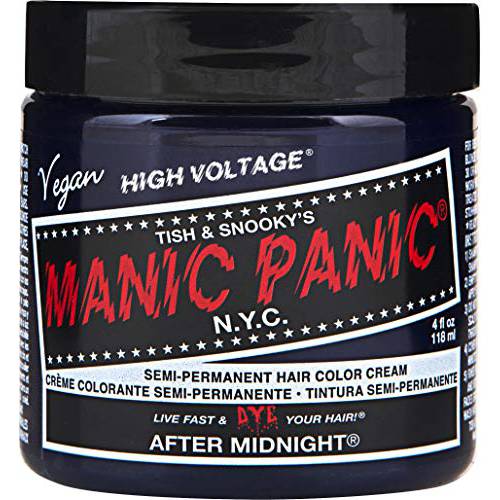 MANIC PANIC After Midnight Dark Blue Hair Dye – Classic High Voltage - Semi Permanent Deep Dark Blue Hair Color With Green Undertones - Vegan, PPD & Ammonia Free (4oz)