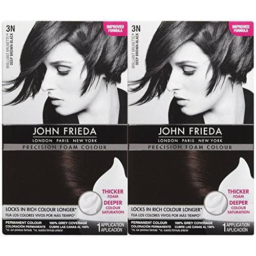 John Frieda Precision Foam Hair Colour, Deep Brown Black 3N, 2 pk